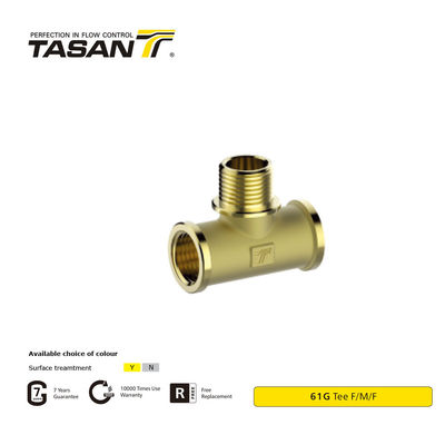 Adaptateur en laiton T de raccord de tuyau en laiton à filetage ISO228 pour sanitaire F/M/F 61G