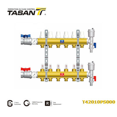 Collecteur pré-assemblé en laiton 10 bars avec débitmètres 2 voies ~ 12 voies T420 10 PS