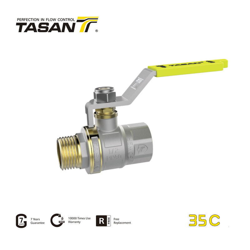 Vanne à boisseau sphérique à gaz en laiton PN5/72.5psi plein débit 1/2 pouce 35C