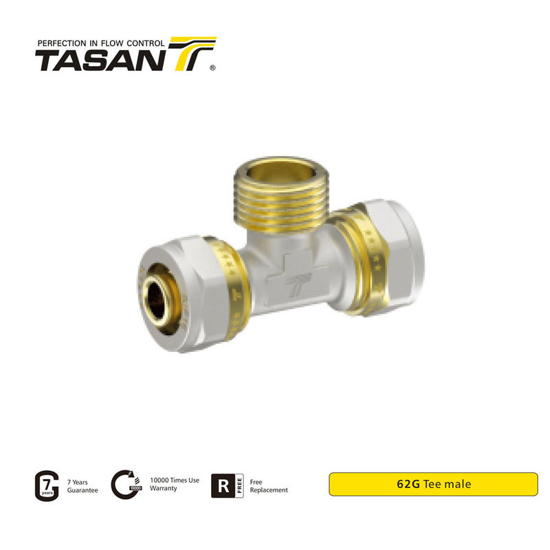 Raccords à compression en laiton de 16 mm pour tuyau de cuivre en laiton té mâle anticorrosif 62G