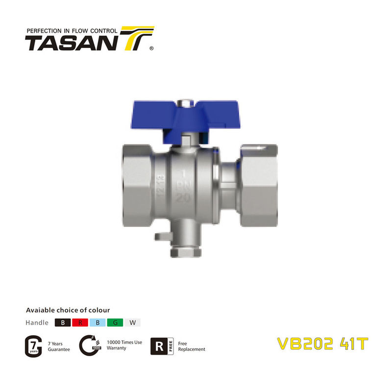Vanne à boisseau sphérique TSP en laiton VB202 41T avec écrou pivotant et poignée en aluminium papillon PN 20Bar