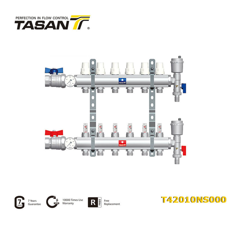 Collecteur d'eau en laiton préassemblé 1 &quot;X 3/4&quot; Vanne de collecteur 10Bar T420 10